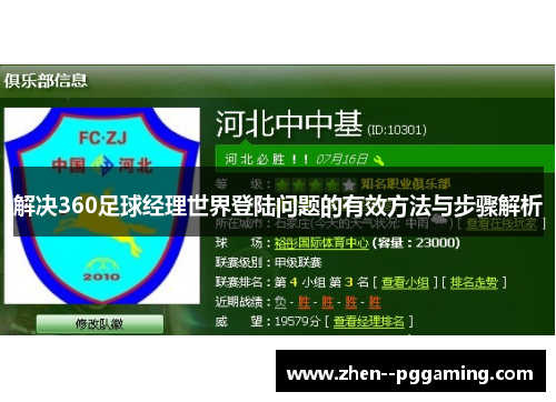 解决360足球经理世界登陆问题的有效方法与步骤解析